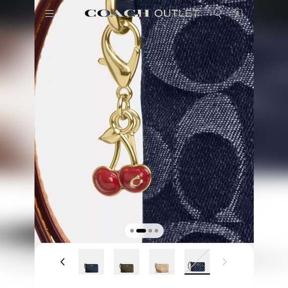 *NEW* CORNER ZIP COACH WRISTLET 🍒DENIM CHERRY🍒 COLLECTION - Picture 4 of 10